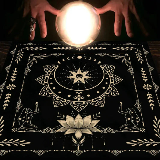 "With Your Power" Snake Floral Tarot Tablecloth – Mystical Altar Cloth for Astrology, Tarot & Ritual Decor